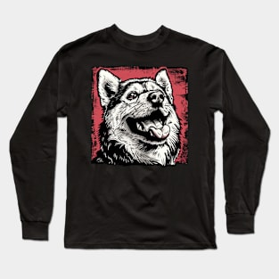 Retro Art Alaskan Malamute Dog Lover Long Sleeve T-Shirt